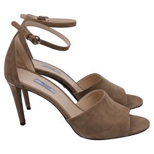 Prada Ankle Strap Sandals in Brown Suede